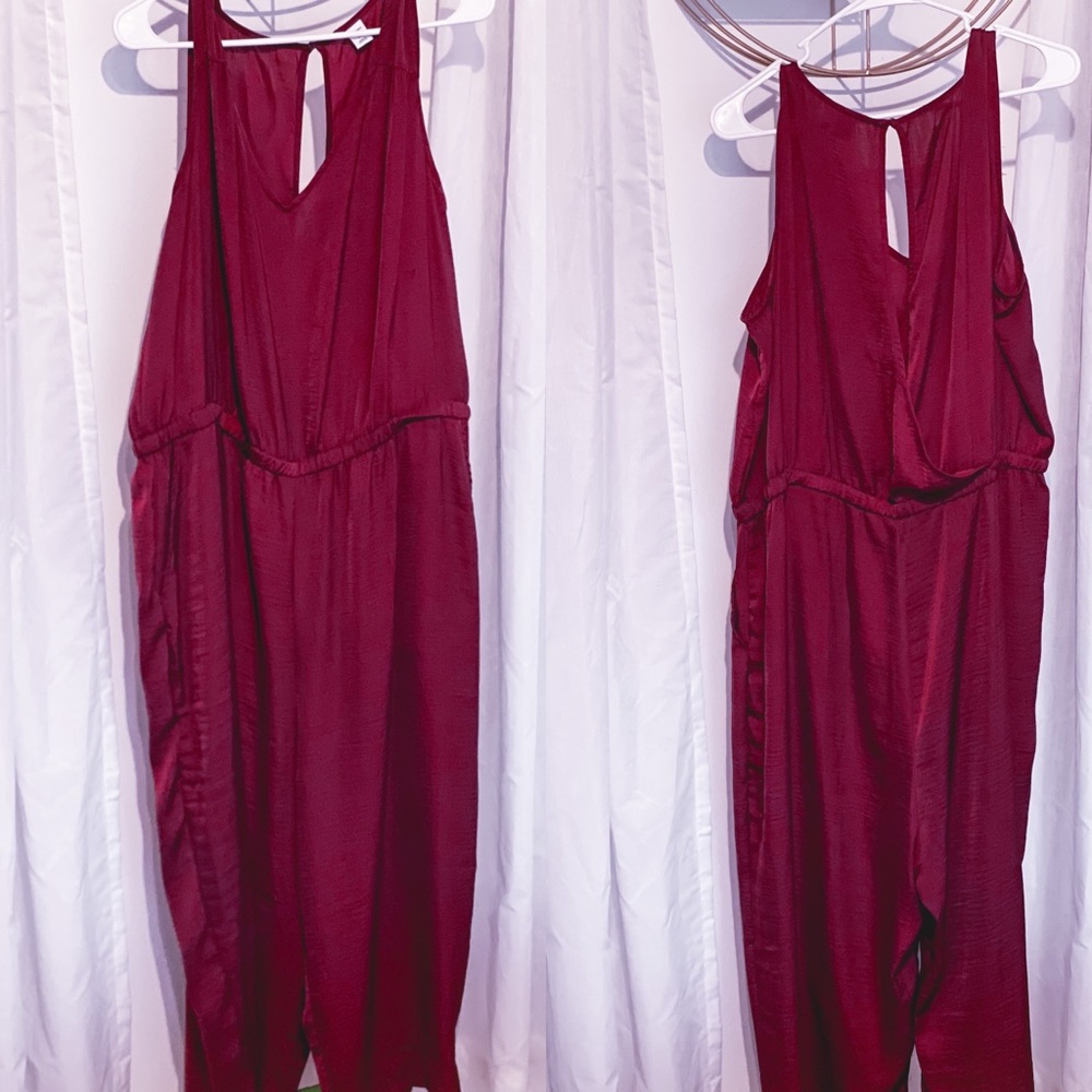 Burgundy Silk-like jumpsuit